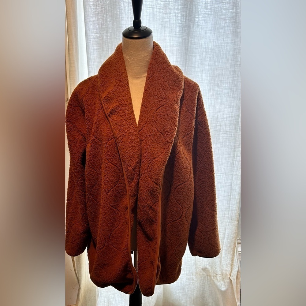 NWT Rust Brown Faux Fur Teddy Coat Women’s Size Small